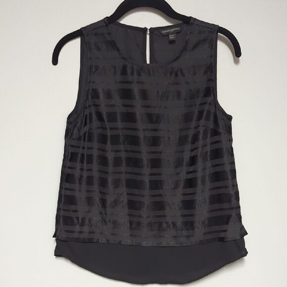 Banana Republic Black Sleeveless Blouse with Sheer Pattern - Picture 1 of 6